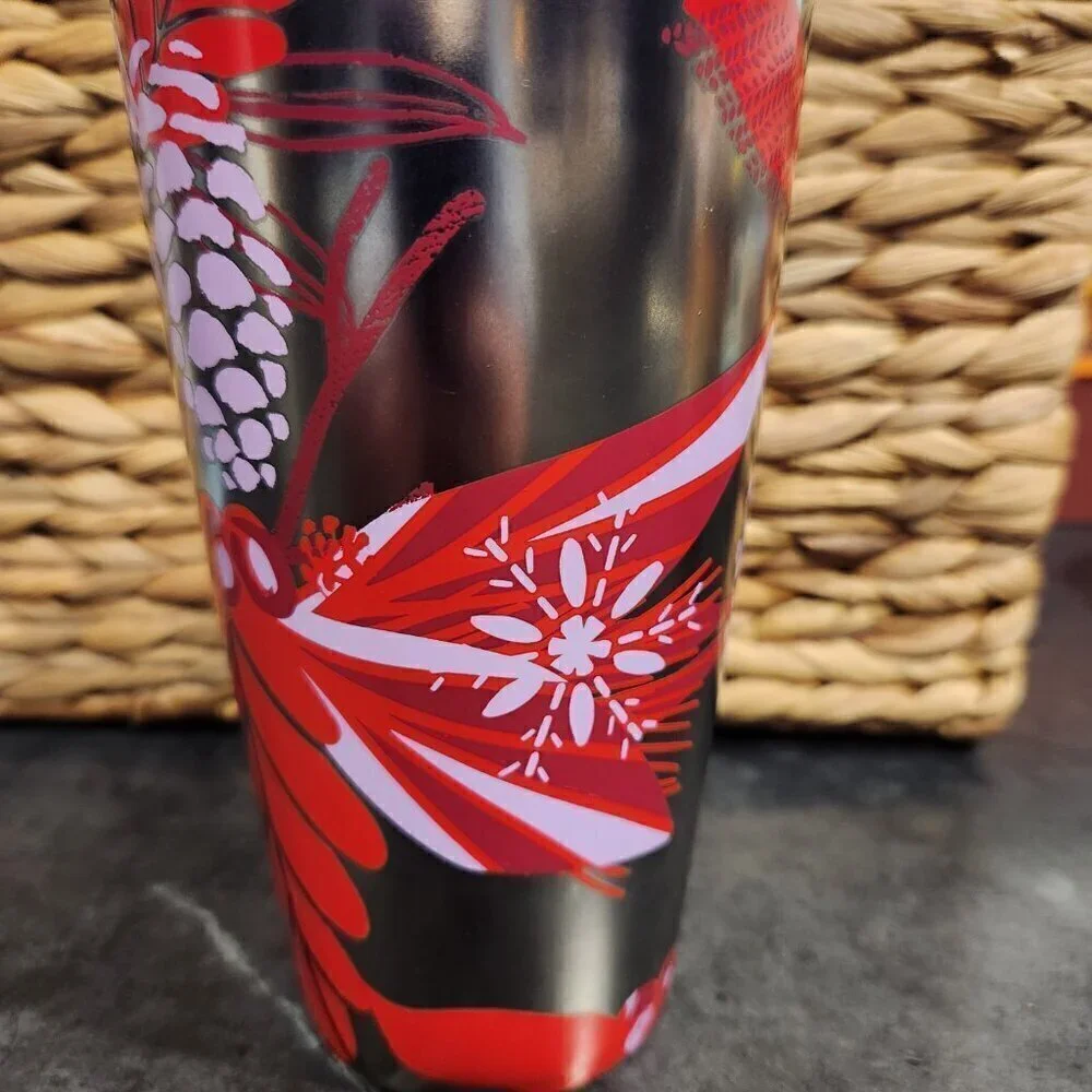 Starbucks Ceramic 2021 Holiday Tumbler 12 Oz  Purple/Red/Silver with lid.